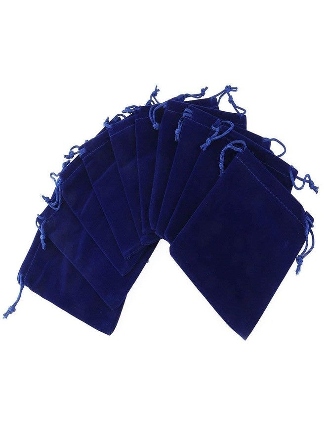 True Wings Velvet Potli Bags for Gifting| Small Drawstring Jewellery Pouch | Velvet Gift Bags for Wedding Return Gifts Women Traditional Function Décor (Blue, pack of 20) - Image 1