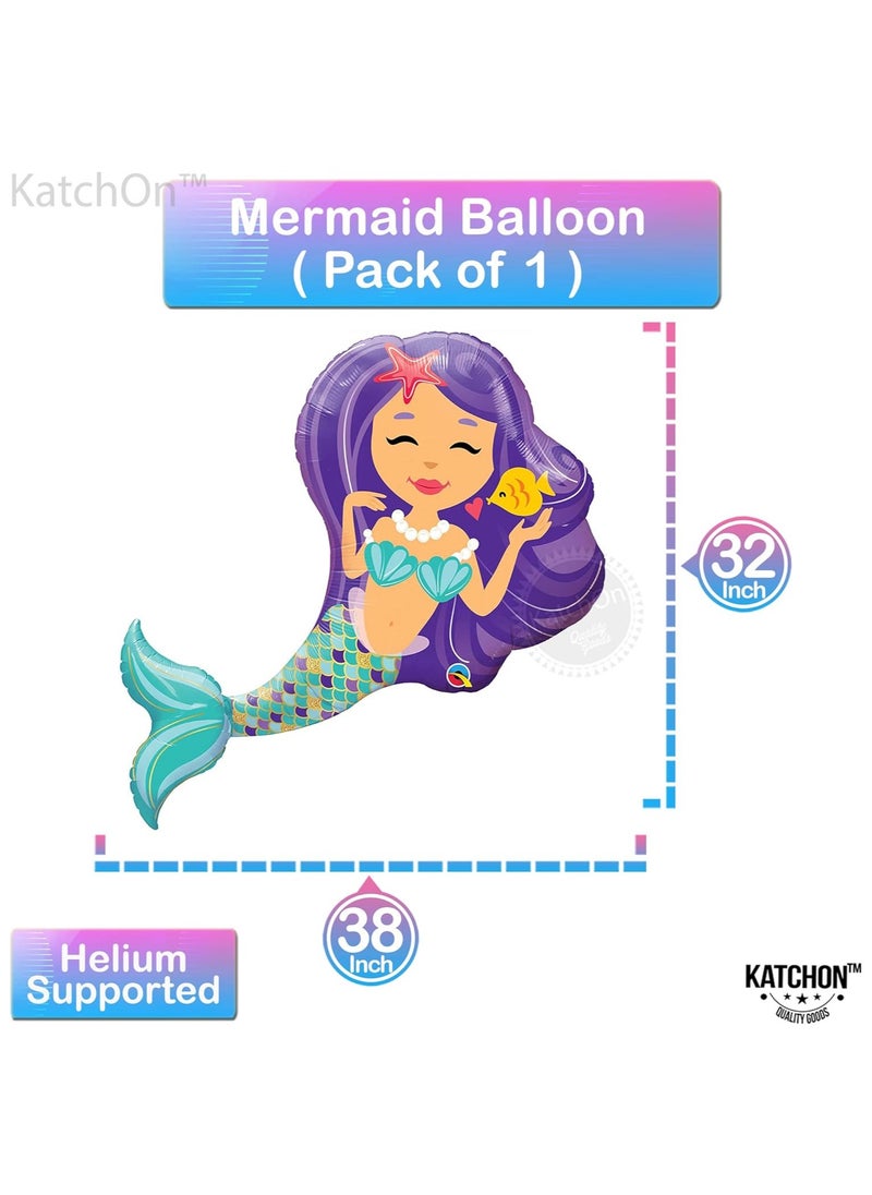 KATCHON Mermaid Balloon Pack of 1 38 Inch | Mermaid Birthday Decorations  - Image 4