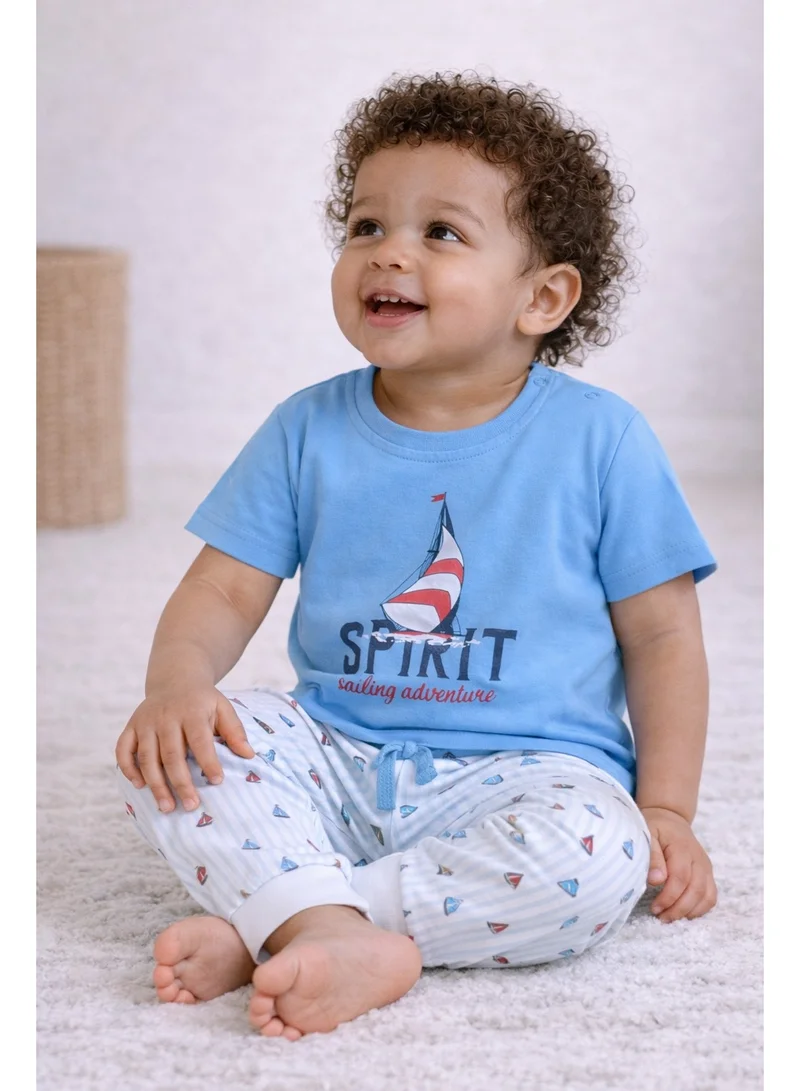 victor and jane Infant Boys “Spirit” Print Cotton Pajama Set – T-Shirt & Pajama Pants Nightwear
