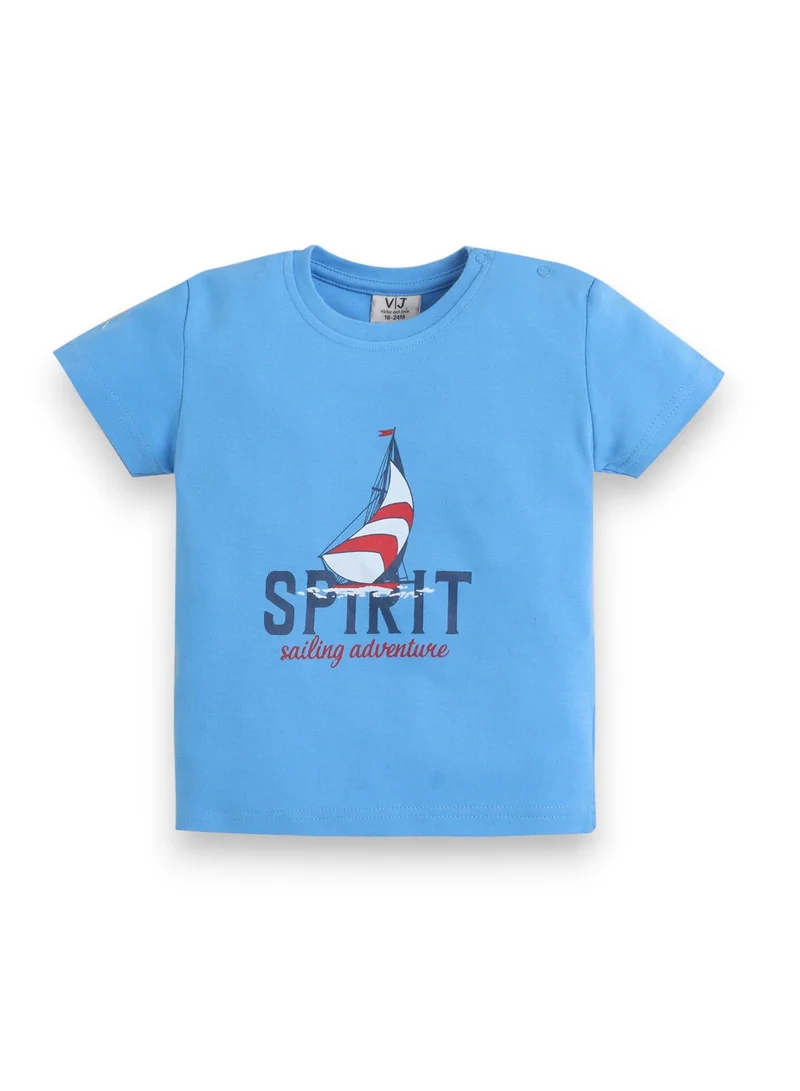 victor and jane Infant Boys “Spirit” Print Cotton Pajama Set – T-Shirt & Pajama Pants Nightwear