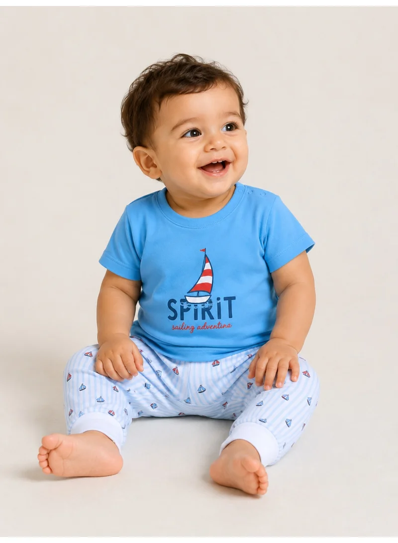 فكتور اند جين Infant Boys “Spirit” Print Cotton Pajama Set – T-Shirt & Pajama Pants Nightwear