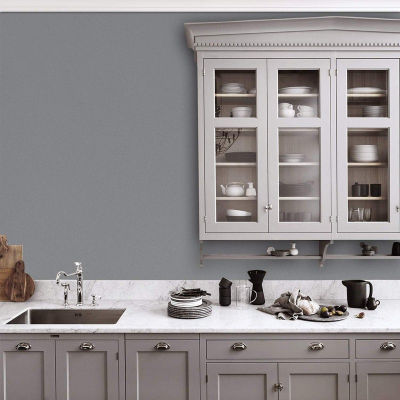 Mecpar 15.7"" X 16.4 Ft Solid Grey Wallpaper Grey Contact Paper Self-Adhesive Grey Peel And Stick Wallpaper Matte Grey Textured Vinyl Film Removable Thicken Paper For Wall Countertop Cabinet Wardrobe - Image 3
