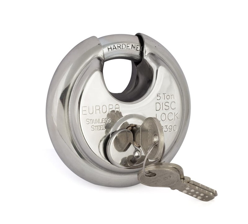 Europa Stainless Steel Painted Disc Padlock Metallic - Image 1