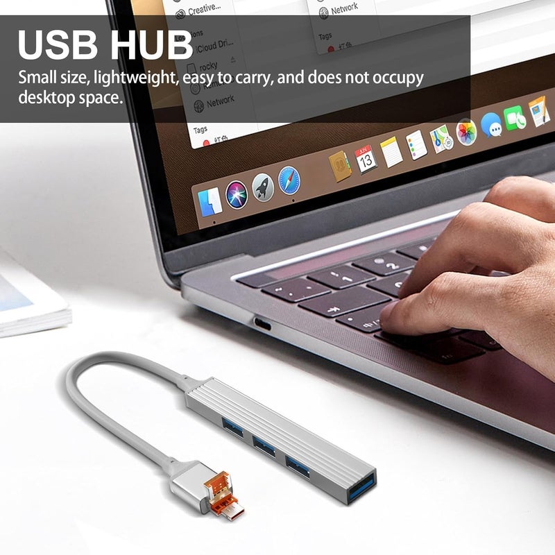 ويندفورج كرافت محول USB-C، موزع USB مزدوج وموزع Type-C - موزع USB بأربعة منافذ، موسع USB لأجهزة الكمبيوتر المحمولة، وذاكرة الفلاش، والقرص الصلب، ووحدة التحكم، والطابعة، والكاميرا، ولوحة المفاتيح، والماوس من Borato - Image 2