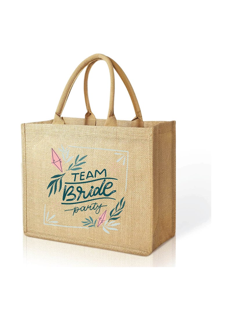 PRINTSHOP4ME Team Bride Jute Totes - Eco-Friendly Gifts for Every Team Member - Bridesmaids Besties - Weddings and Bridal Showers Jute Bag  - Image 1