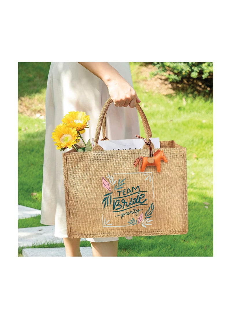 PRINTSHOP4ME Team Bride Jute Totes - Eco-Friendly Gifts for Every Team Member - Bridesmaids Besties - Weddings and Bridal Showers Jute Bag  - Image 4