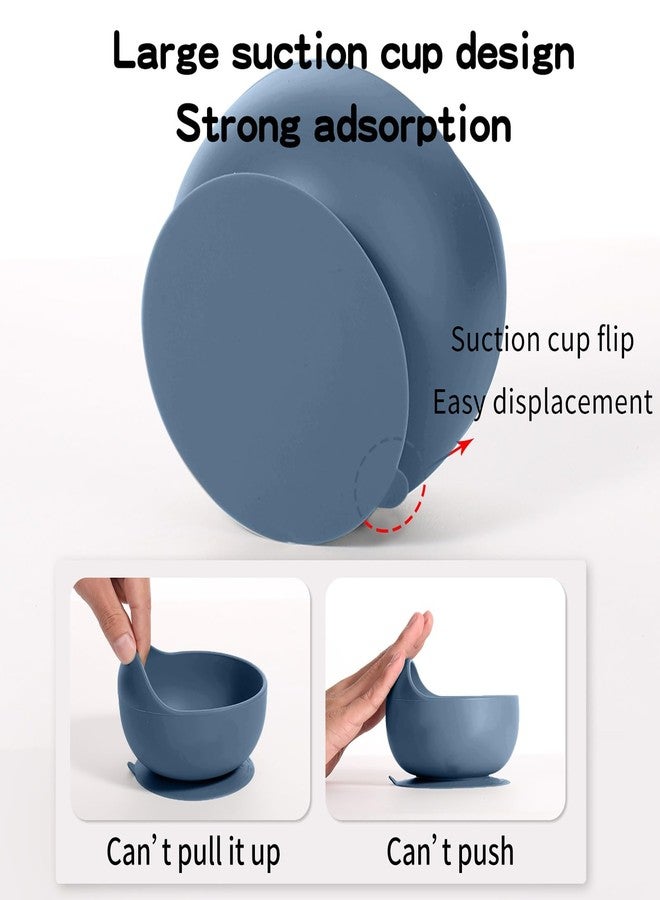 Tony Stark Baby Feeding Set, Silicone Tableware Kit for Baby, Bowl, Fork, Bib, Spoon, Cup & Suction Plates for Baby (Dark Blue) - Image 3