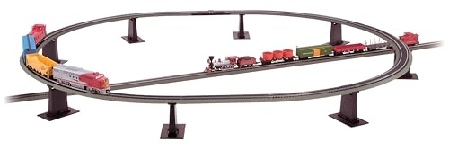 Bachmann Trains SnapFit EZ TRACK 8 PC EZ TRACK TALL PIER SET NICKEL SILVER Rail With Grey Roadbed N Scale - Image 1