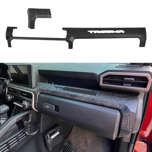 BORUIEN Dashborad Panel Cover for Toyota Tacoma SR SR5 2024 2025 2026 w8 Display Interior Accessories Center Console ABS Side Frame Decor Cover Black Wood Fit 8 Inch Display Only - Image 1