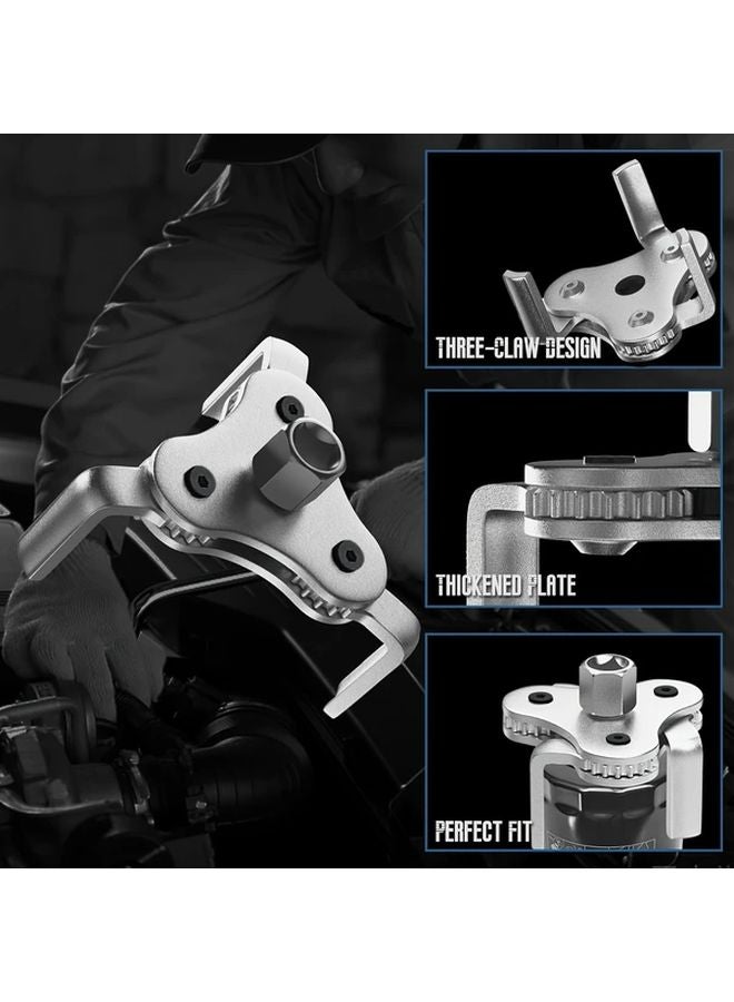 Universal Adjustable Oil Filter Wrench Set Three Clamp Removal Tool 2 1 2 to 4 5 Inch - Image 5