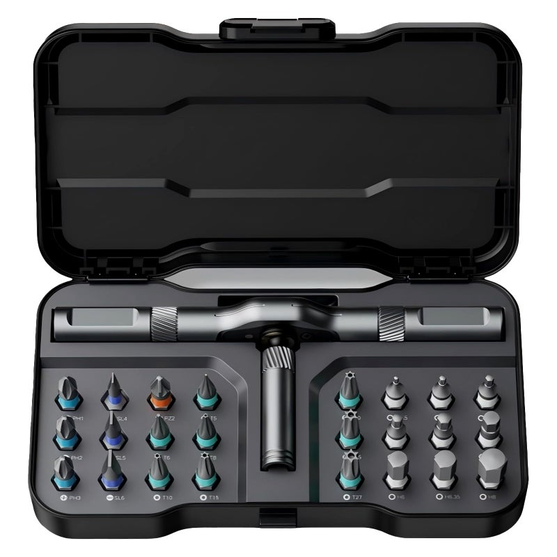 ATuMan 24 in 1 magnetic ratchet screwdriver set with Detachable Handle, S2 Alloy Steel Precision Bits, Magnetic Ratcheting Screwdriver with Case for Bicycle, Electronics Repair, Ideal for Home, DIY - Image 1