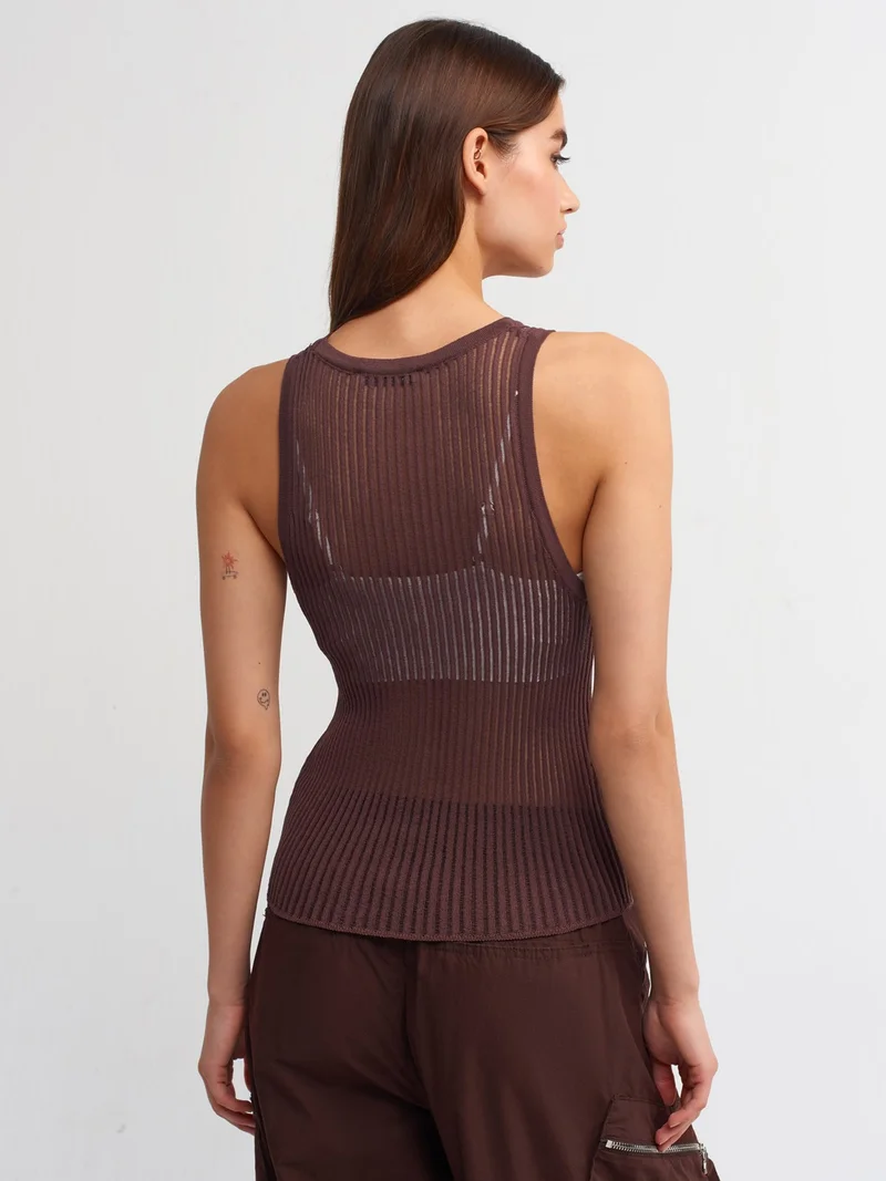 Dilvin 10410 Crew Neck Knitwear Undershirt-Brown