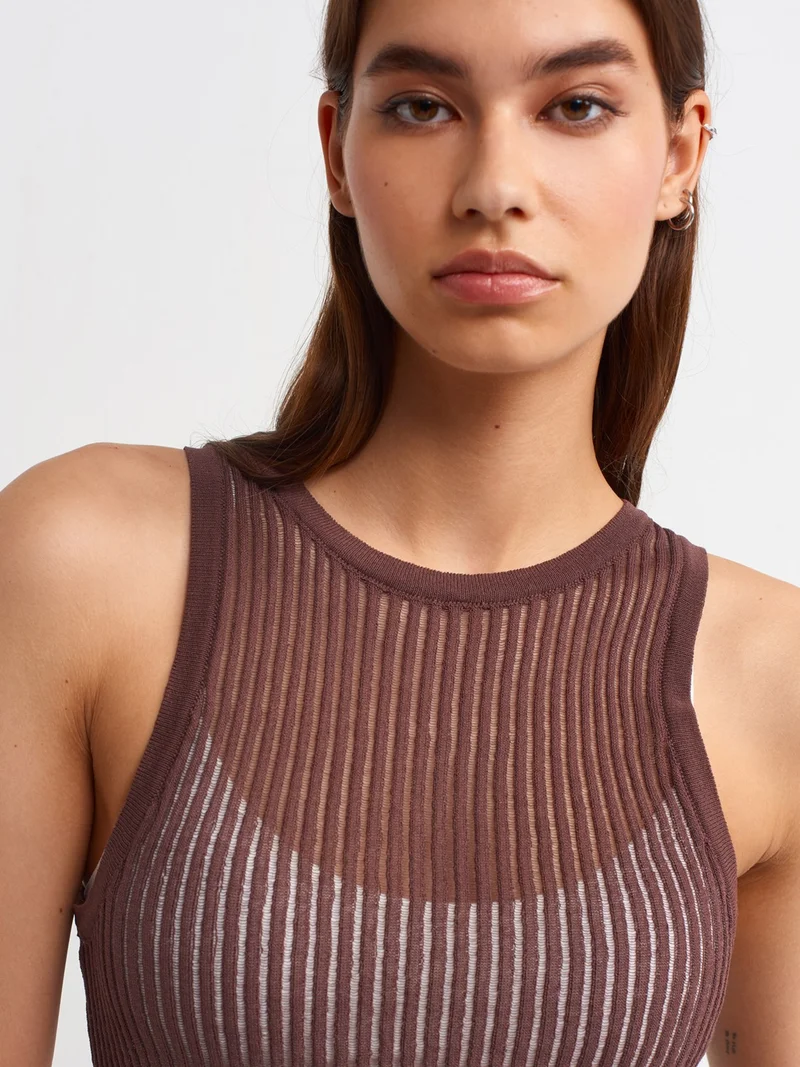 Dilvin 10410 Crew Neck Knitwear Undershirt-Brown