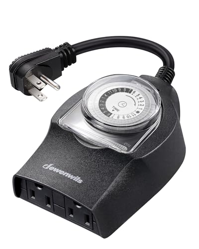 DEWENWILS 1 Pack Mechanical Light Timer for Outdoor Lighting, 24-Hour Plug in Timers, Heavy Duty Programmable Timer Switch with 2 Grounded Outlets for Christmas String Lights, 15A 1/2HP UL Listed - Image 1
