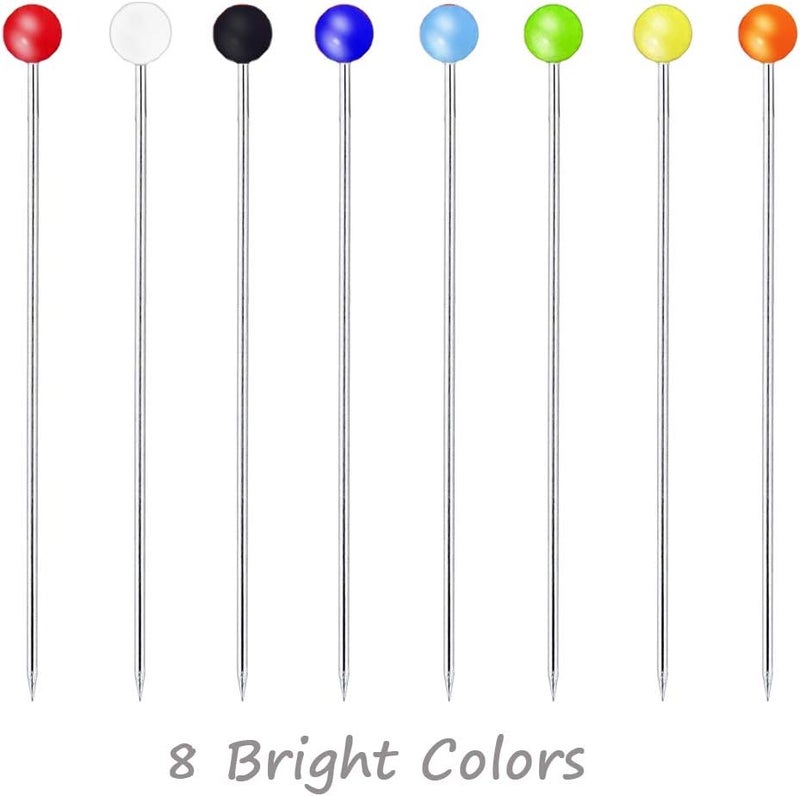 Benvo 250Pcs 1.5 Inch Sewing Pins with Glass Pearl Head Pins Straight Quilting Pins Multicolor Ball Head Pins with Hanging Plastic Contain Box for Fabric Dressmaker Jewelry Decoration - Image 3