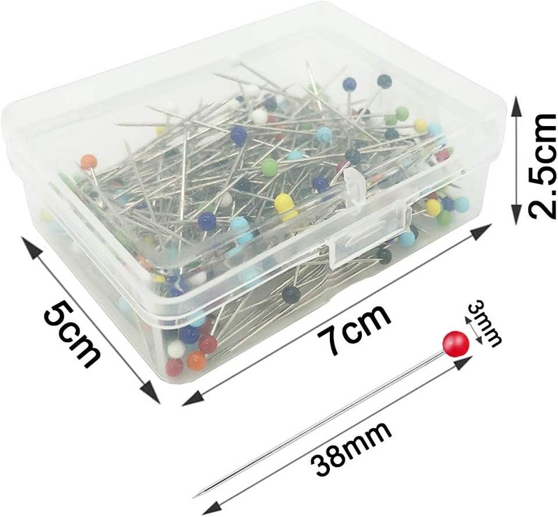 Benvo 250Pcs 1.5 Inch Sewing Pins with Glass Pearl Head Pins Straight Quilting Pins Multicolor Ball Head Pins with Hanging Plastic Contain Box for Fabric Dressmaker Jewelry Decoration - Image 2