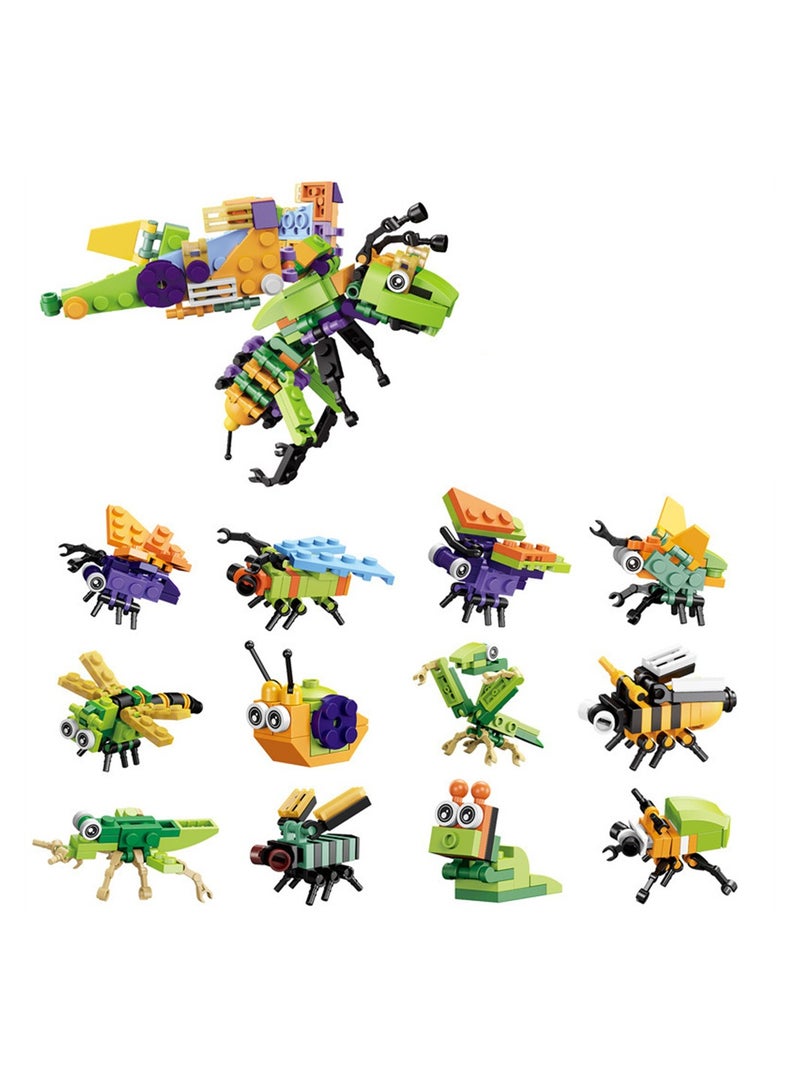 12 in 1 Animal Building Blocks Set for Kids Fun Party Favors Great Gift for Boys and Girls Mini Insect Toys for Toddlers - Image 1