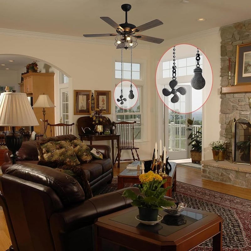 سلسلة سحب مروحة السقف الفضية، امتداد سلسلة السحب، مفتاح زخرفي، سهلة التركيب، تشغيل سلس. - Image 3