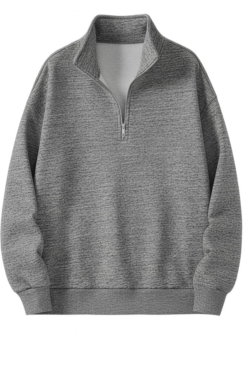 Mack Jonney Men’s Fleece Half-Zip Melange Color High Neck Sweatshirt | Warm & Stylish Winter Wear -M4593 - Image 1
