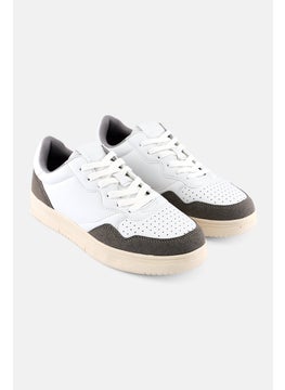 Men Brand Logo Lace Up Outdoor Shoes, White