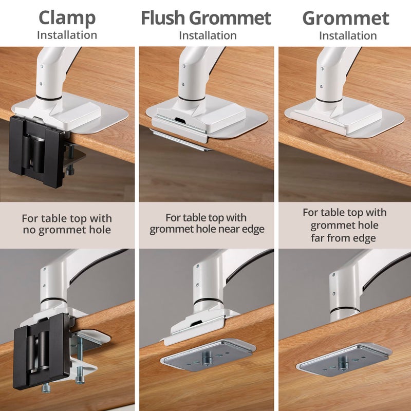 AVLT Adjustable Reinforcement Plate Bracket Mount for Fragile Tabletop - Supports Monitor Stand with C Clamp Or Grommet Installation - White - Image 3
