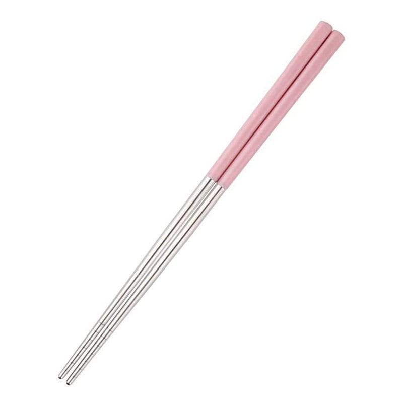 AIMERS Metal Chopsticks Stainless Steel Chopsticks Reusable Lightweight Chopsticks Dishwasher Safe Japanese Chinese Chop Sticks Washable Chopsticks Korean for Sushi and Noodles 1 Pairs Pink - Image 1