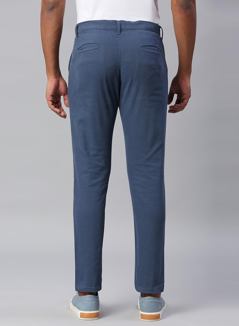 Dennis Lingo Men's Petrol Blue Tapered Fit Cotton Chino Pants  - Image 5