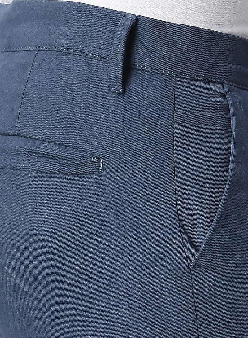 Dennis Lingo Men's Petrol Blue Tapered Fit Cotton Chino Pants