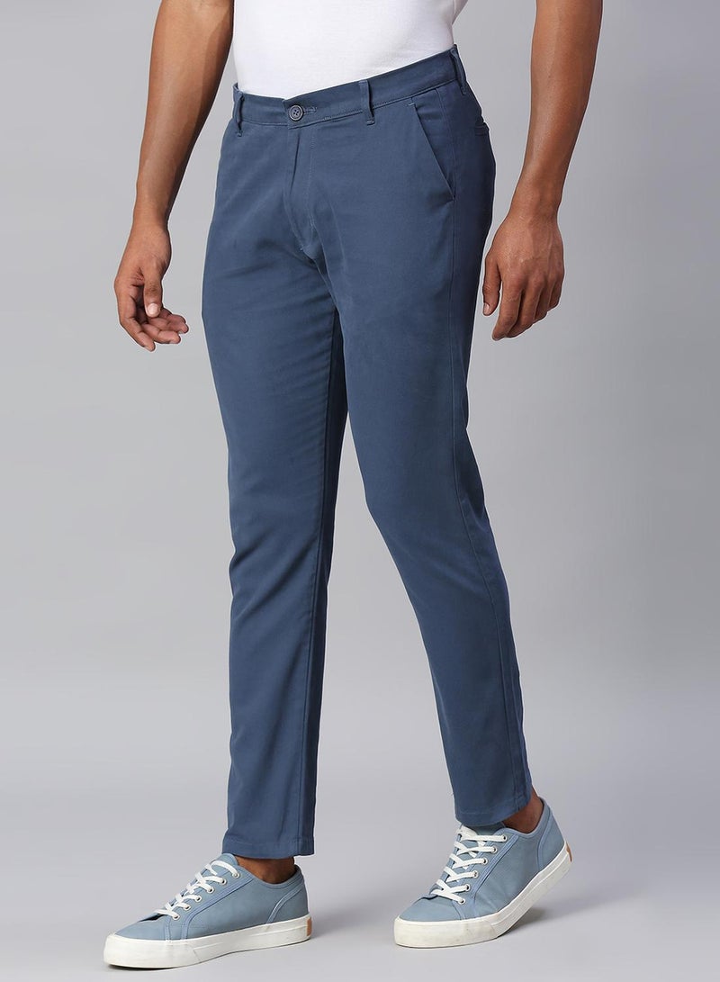 Dennis Lingo Men's Petrol Blue Tapered Fit Cotton Chino Pants  - Image 2