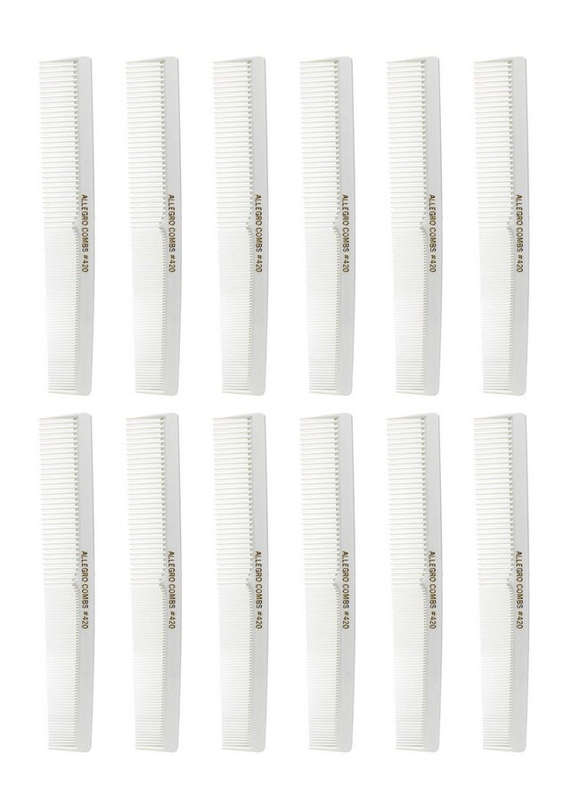 Allegro Combs Allegro #420 Hair Combs - Barber, Beard, Mustache, And Pocket Combs For Women - 12 White Combs  - Image 1