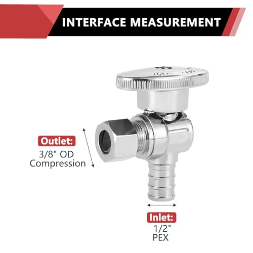 EFIELD (عبوة من 5) صمام زاوية بزاوية 1/4 من EFIELD 3/8" OD ضغط × 1/2" بكس مطلي بالكروم نحاس - Image 2