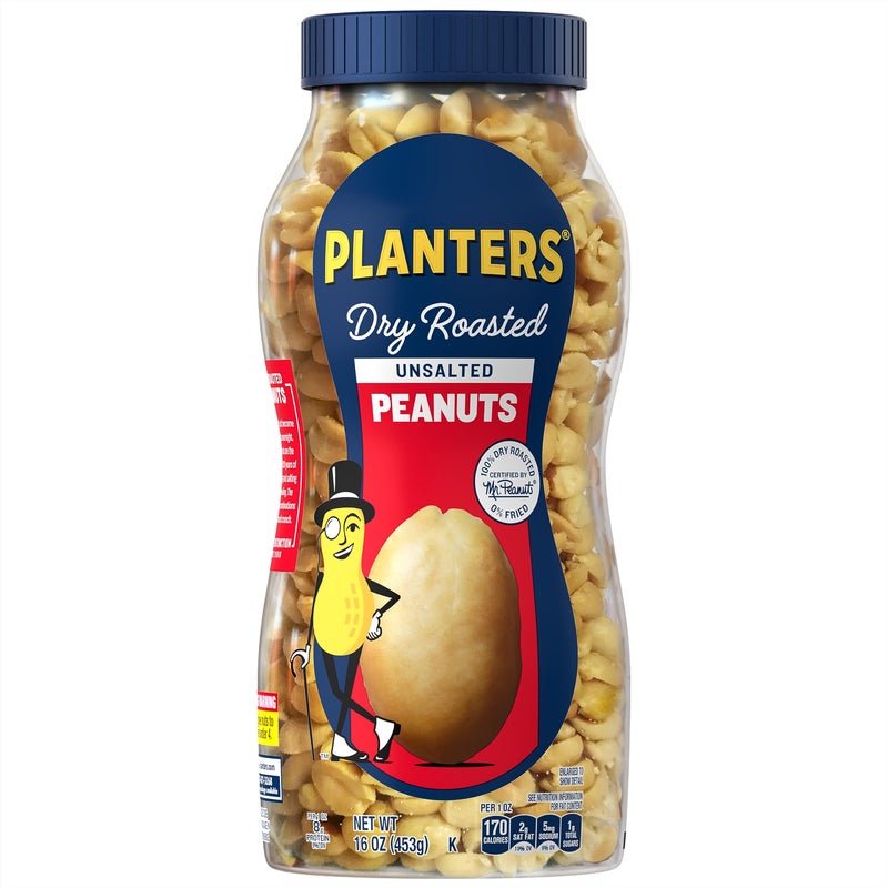 Planters Unsalted Dry Roasted Peanuts 16 oz Jar - Image 3