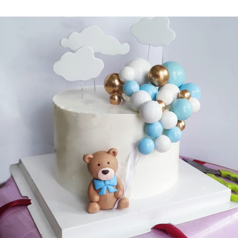 DiDida Baby Bear Cake Topper Boy for Birthday Baby Shower Baby Boy Blue 38pcs/set - Image 4