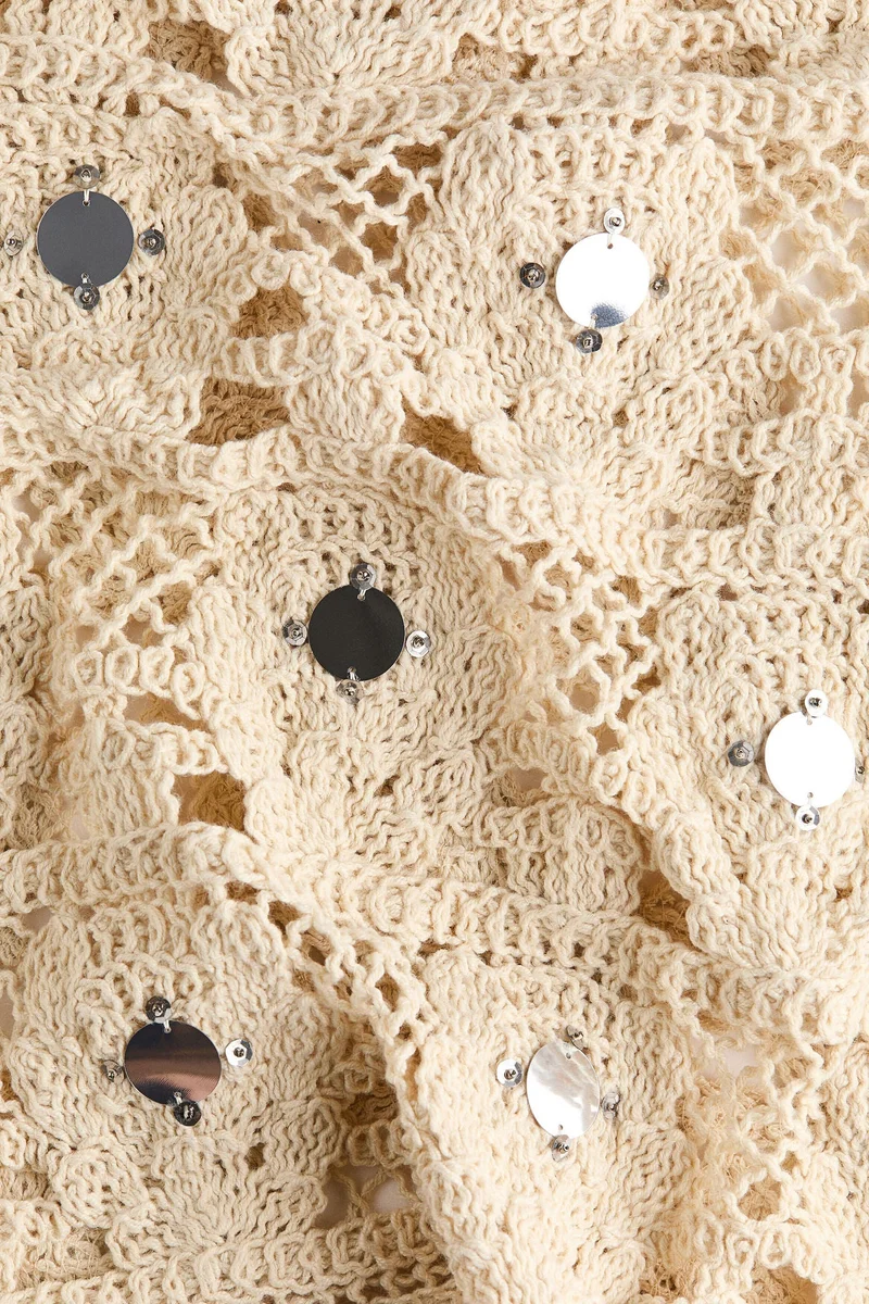 Embellished crochet-look beach skirt