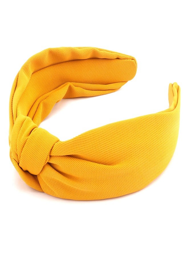 SuPoo Yellow Headbands for Women Non Slip Knotted Headband Fabric Satin Head Bands Wide Hairband Fashion Elastic Yoga Hair Band Hoops Trendy Holiday Hair Accessories - Image 1