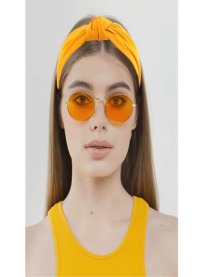 SuPoo Yellow Headbands for Women Non Slip Knotted Headband Fabric Satin Head Bands Wide Hairband Fashion Elastic Yoga Hair Band Hoops Trendy Holiday Hair Accessories - Image 2