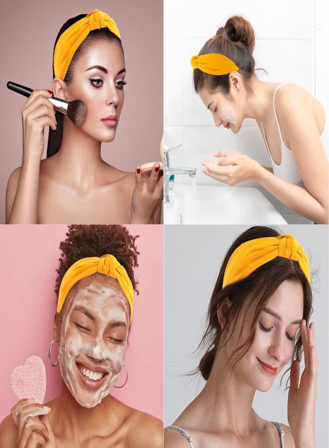 SuPoo Yellow Headbands for Women Non Slip Knotted Headband Fabric Satin Head Bands Wide Hairband Fashion Elastic Yoga Hair Band Hoops Trendy Holiday Hair Accessories - Image 4