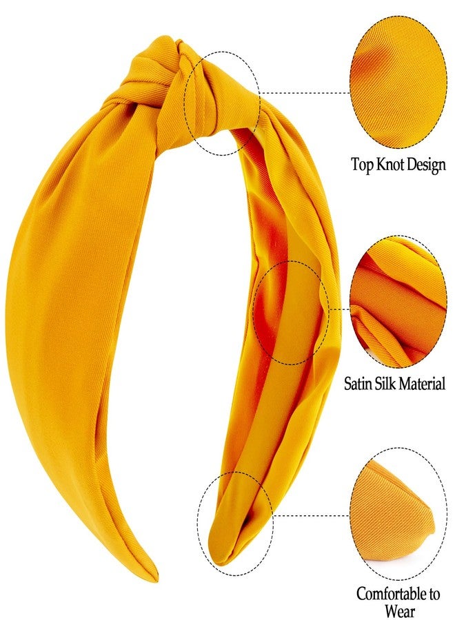 SuPoo Yellow Headbands for Women Non Slip Knotted Headband Fabric Satin Head Bands Wide Hairband Fashion Elastic Yoga Hair Band Hoops Trendy Holiday Hair Accessories - Image 5