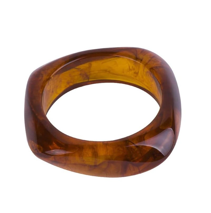 Zbdroxygen 2pcs Resin Bangles for Women, Chunky Bangles, Resin Stack for Ethnic Wear, Wedding Accessories, Gift for Women and Teenage Girls, Amber and White - Image 5