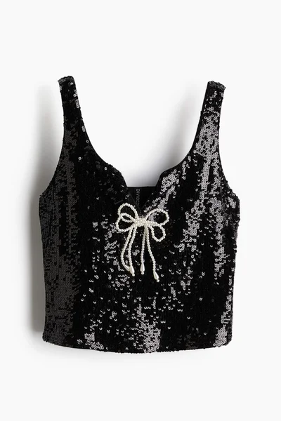 اتش اند ام Bow-Detail Sequined Top