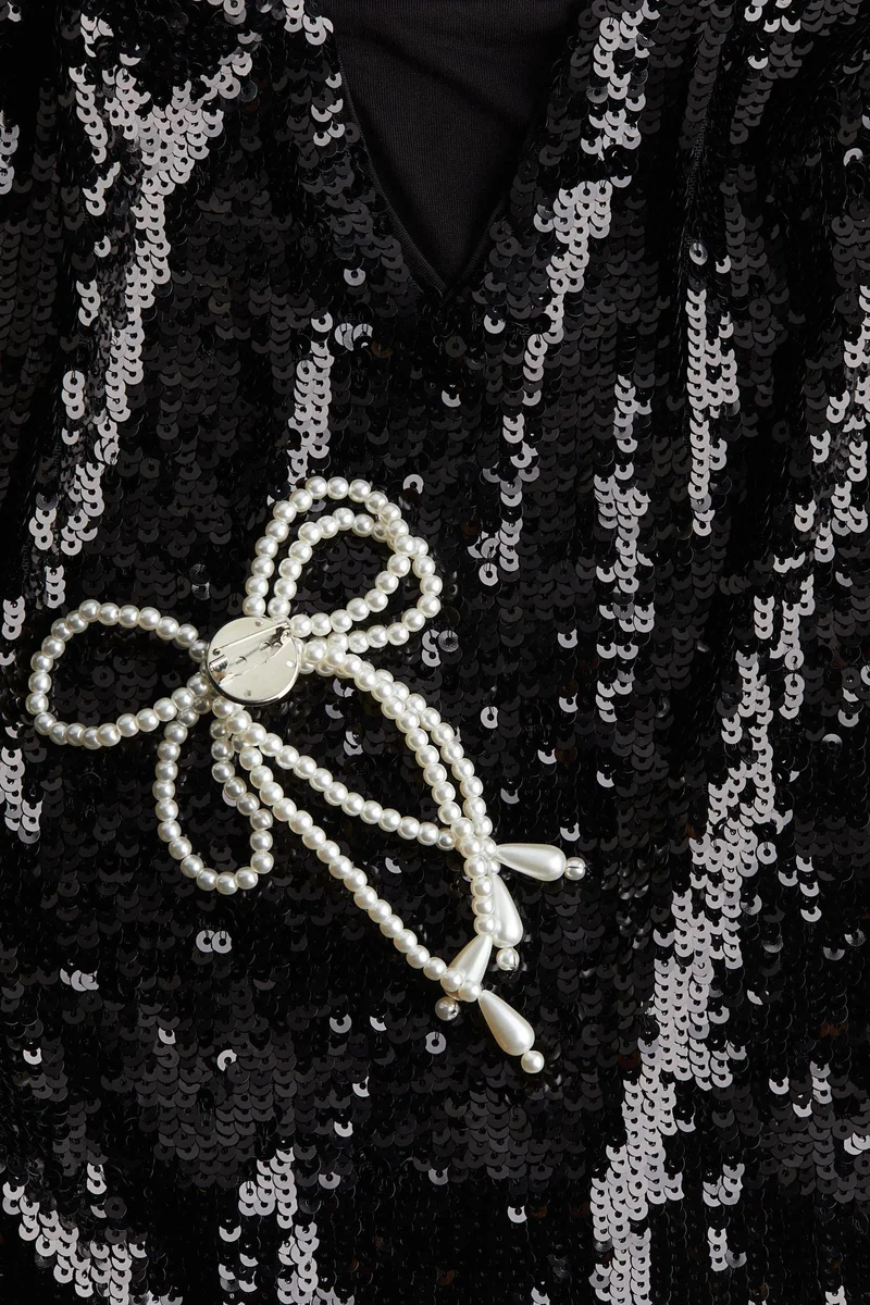 اتش اند ام Bow-Detail Sequined Top