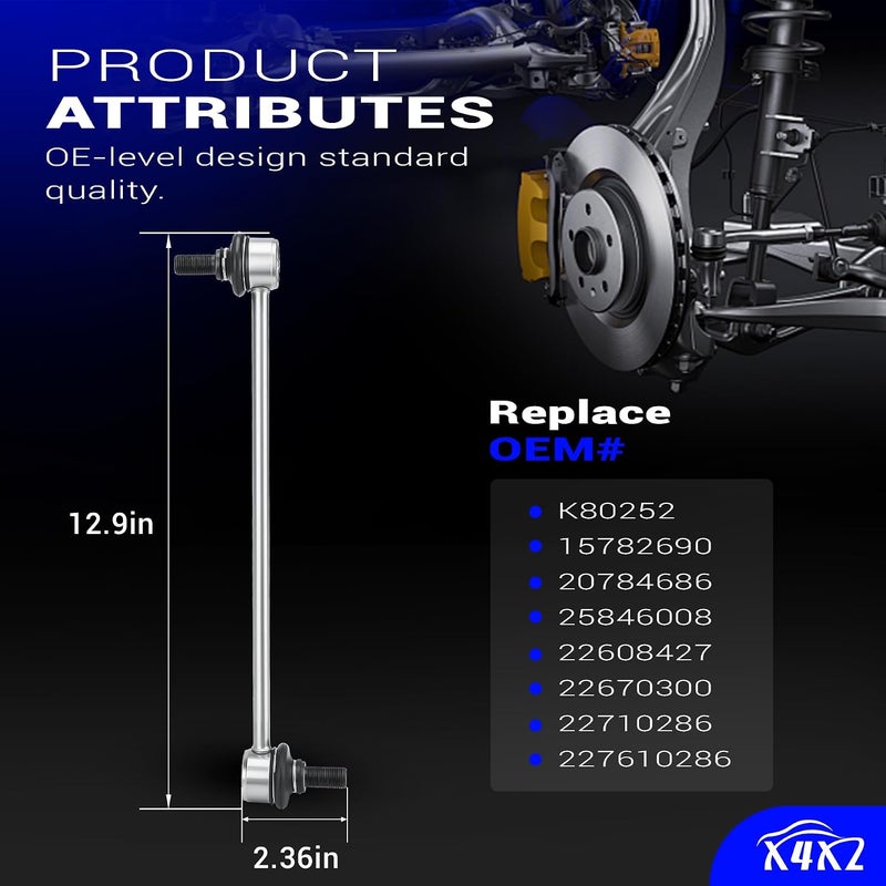 X4XZ روابط شريط الاستقرار من سبائك الزنك والنيكل 11.8 بوصة لشيفروليه كوبالت 2005-10، HHR 2006-11، ماليبو 2004-12 / بونتياك G5 2007-10، بونتياك G6 2005-09، بورسوت 2005-06 / ساترن أورا 2007-10 / أيون 2003-07 K80252 - Image 4