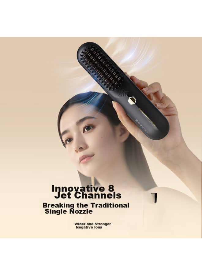 Ubelle Wireless Straightening Brush, 5 Billion Negative Ions, Hair Protection, Non-damaging, Portable, Dual-use For Straightening And Curling, Egg Roll Brush, Straightening Iron, Styling Comb - Image 1