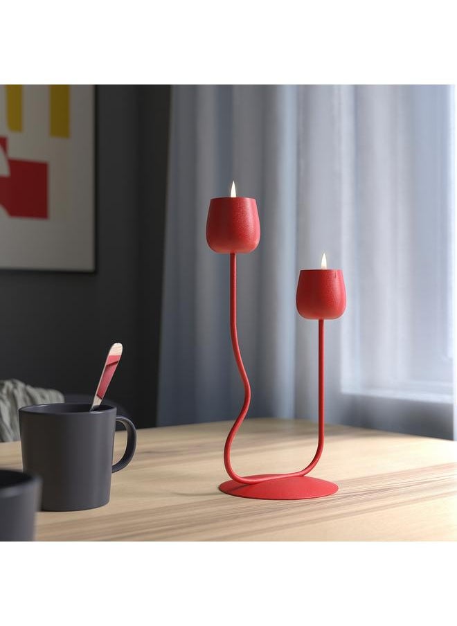 erorex Candlestick/tealight holder, bright red, 29 cm  - Image 3