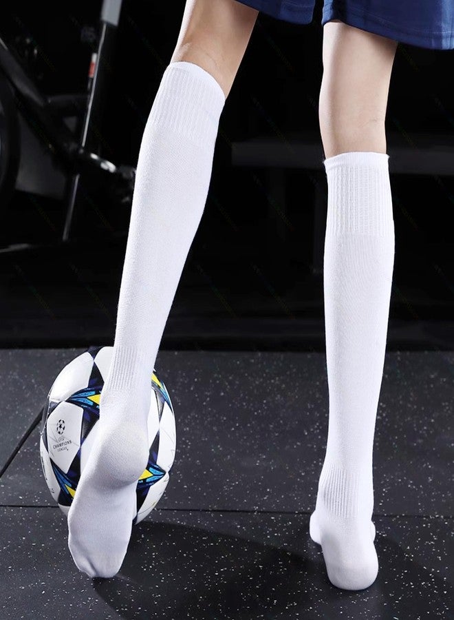GRAPMKTG 3 Pack Soccer Socks for Men Youth and Women Baseball Softball Football Socks for Adult Knee High Tube White Large - Image 3