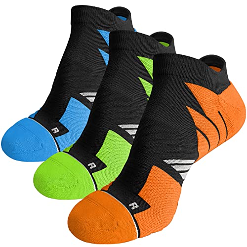 Hylaea No Show Running Athletic Anti-Blister Wicking Coolmax Socks, Seamless Anti-odor (3 Pairs Green/Blue/Orange, X-Large) - Image 1