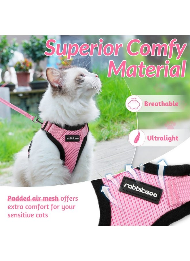 Rabbitgoo rabbitgoo Cat Harness and Leash for Walking, Escape Proof Soft Adjustable Vest Harnesses for Cats, Easy Control Breathable Reflective Strips Jacket, Pink, S  - Image 3