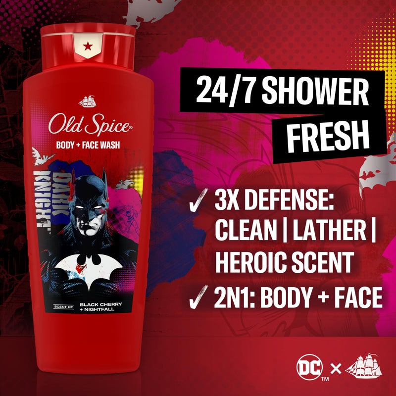 Old Spice Body Wash for Men, Batman: Dark Night, 3X Defense, 24/7 Shower Fresh with Lasting Scent, Cleansing 2-in-1 Body & Face Wash, Smell Like a Hero, Black Cherry and Nightfall Scent, 24 oz - Image 2