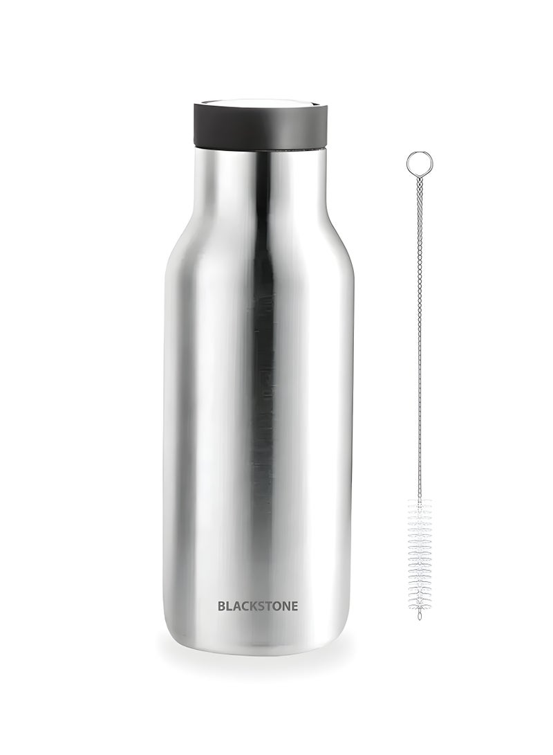 BLACKSTONE Stainless Steel Vacuum Insulated Bottle (500ML) – Lock-Unlock Lid | Leakproof Flask for Hot & Cold Drinks | Includes Info Booklet & Brush Cleaner  - Image 1