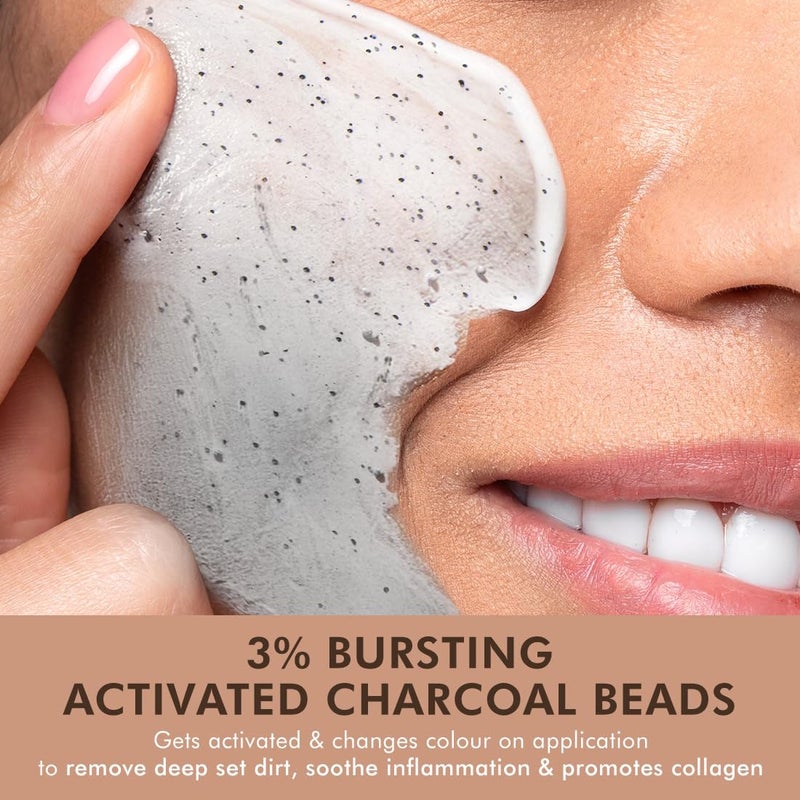 MCaffeine mCaffeine Pore Cleanse Coffee Cookie Detan Face Mask 9 AHA BHA 3 Charcoal Beads Coffee Clay Mask Reduces Blackheads 10 mins Charcoal Face Pack Detan Pack for All Skin Types 100g  - Image 4